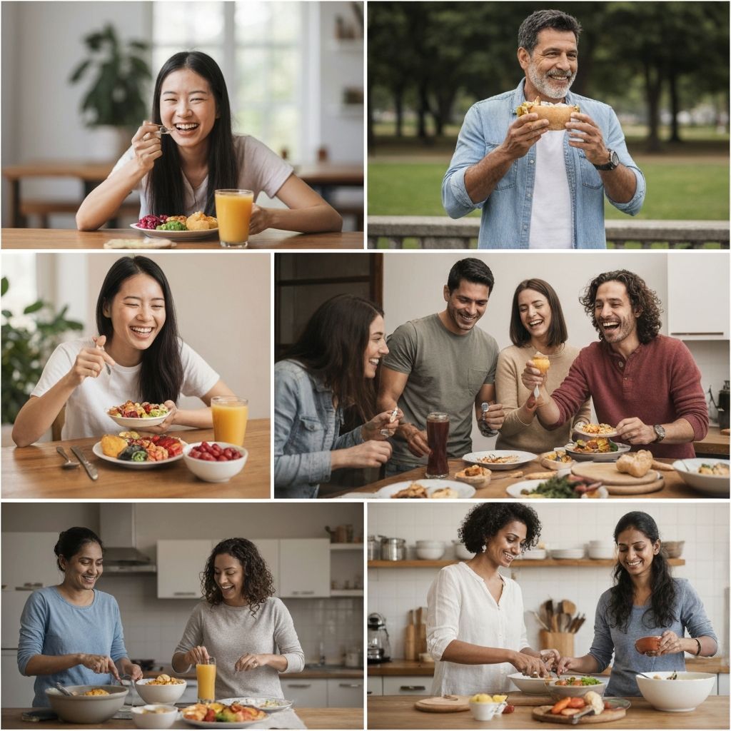 Verschiedene Alltagssituationen beim Essen